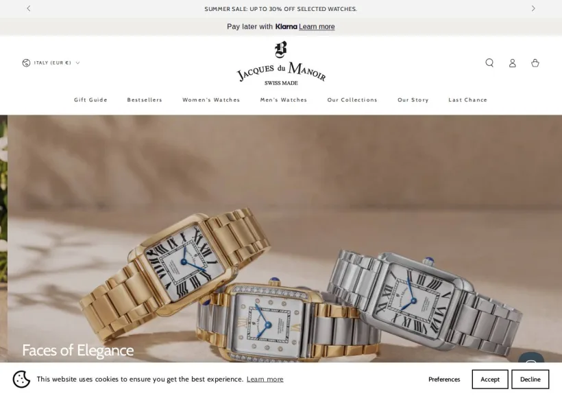 Schermata della pagina offerta di Jacques du Manoir