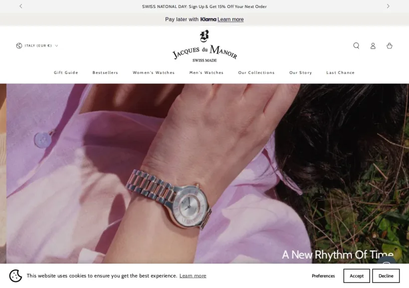 Schermata della pagina offerta di Jacques du Manoir