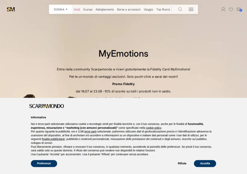 Schermata della pagina offerta di Scarpamondo