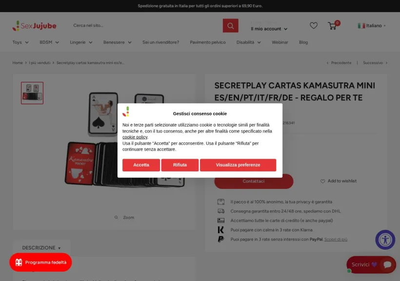 Schermata della pagina offerta di SexJujube