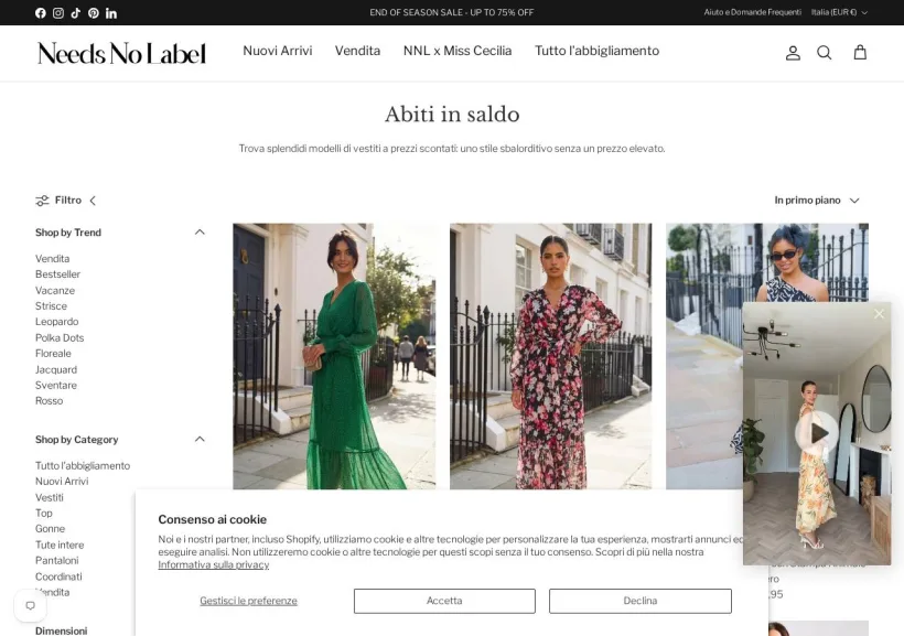 Schermata della pagina offerta di Needs No Label