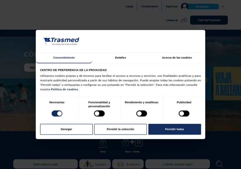 Schermata della pagina offerta di TRASMED