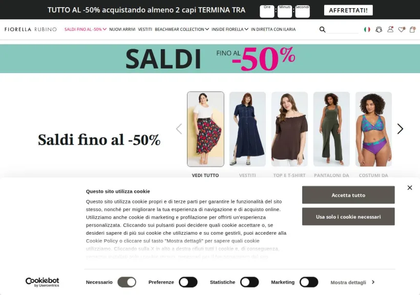 Schermata della pagina offerta di Fiorella Rubino