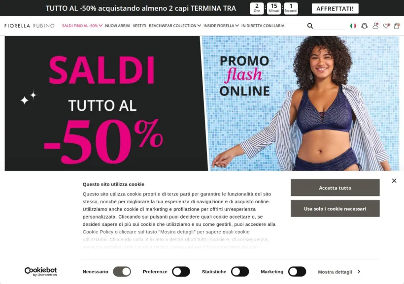 Schermata della pagina offerta di Fiorella Rubino