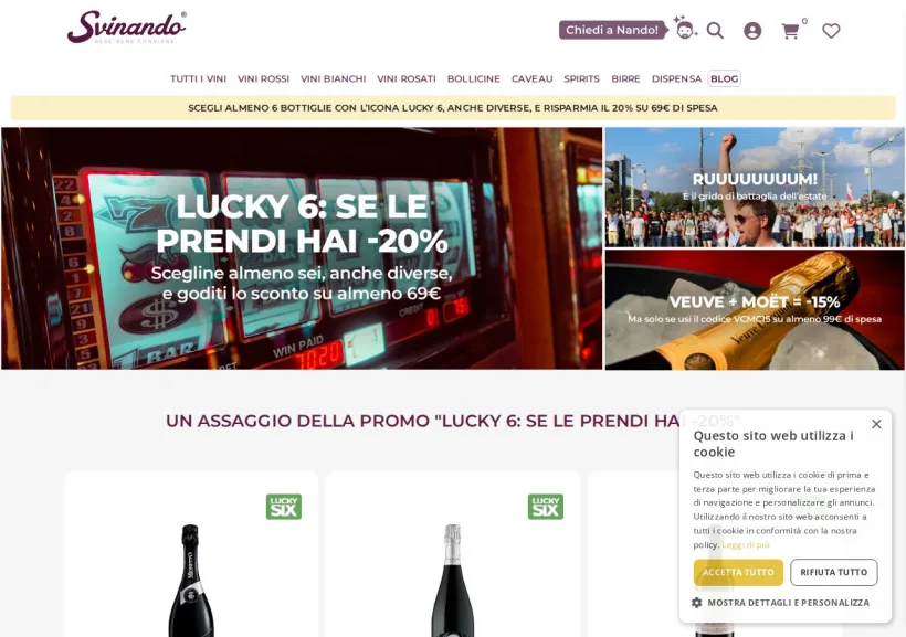 Schermata della pagina offerta di Svinando