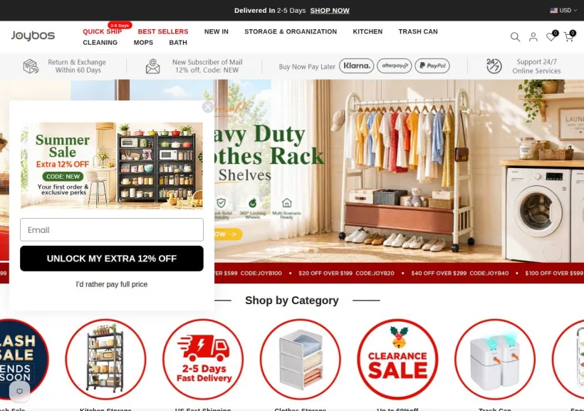 Schermata della pagina offerta di Joybos