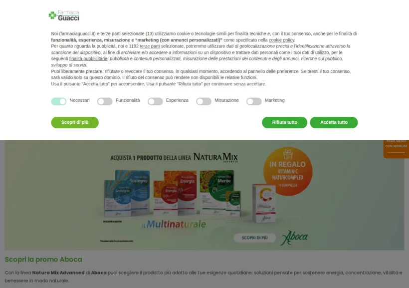 Schermata della pagina offerta di Farmacia Guacci