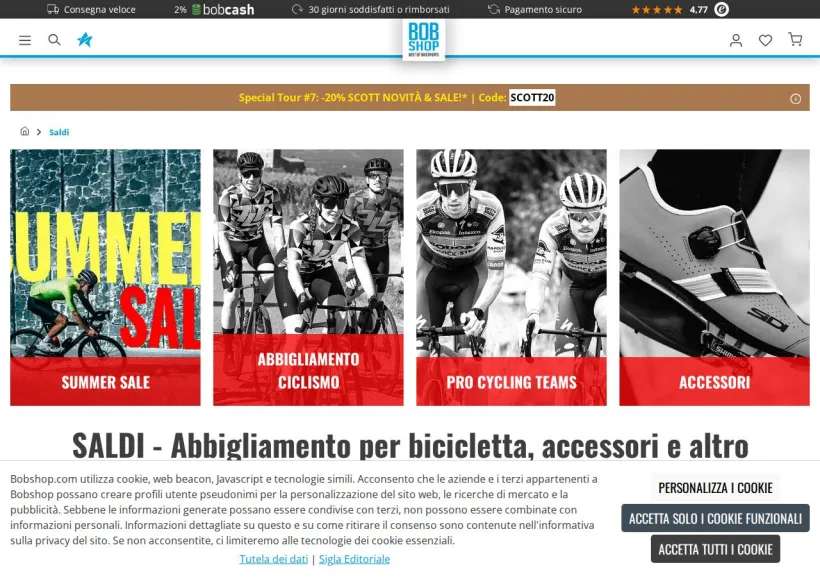 Schermata della pagina offerta di Bobshop
