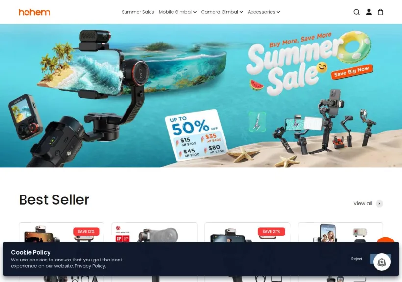 Schermata della pagina offerta di Hohem