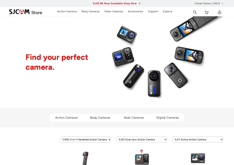 Schermata della pagina offerta di SJCAM store