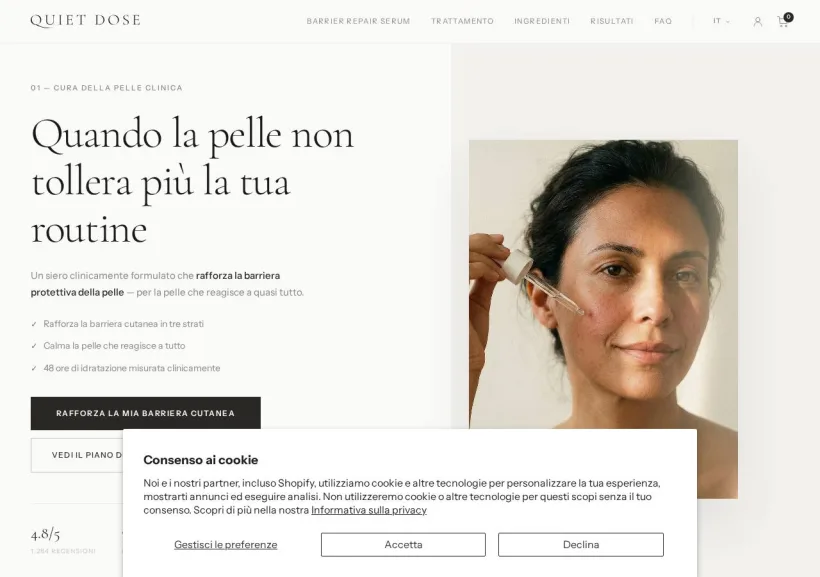 Schermata della pagina offerta di Quiet Dose