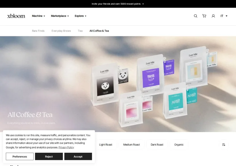 Schermata della pagina offerta di xbloom