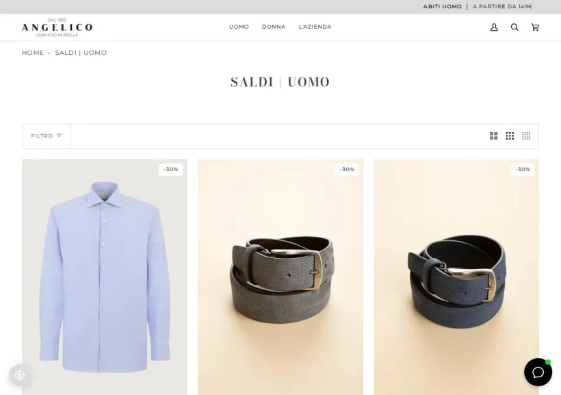 Schermata della pagina offerta di Angelico