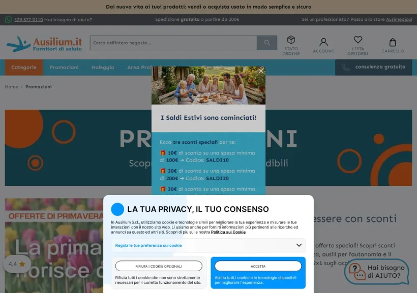 Schermata della pagina offerta di Ausilium.it