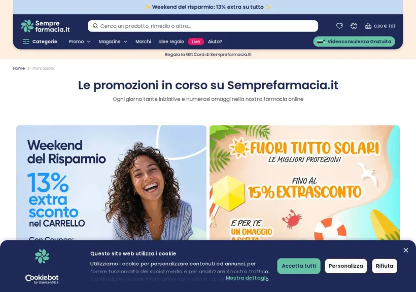 Schermata della pagina offerta di Semprefarmacia