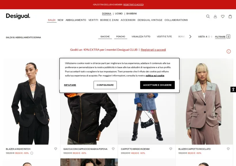 Schermata della pagina offerta di Desigual