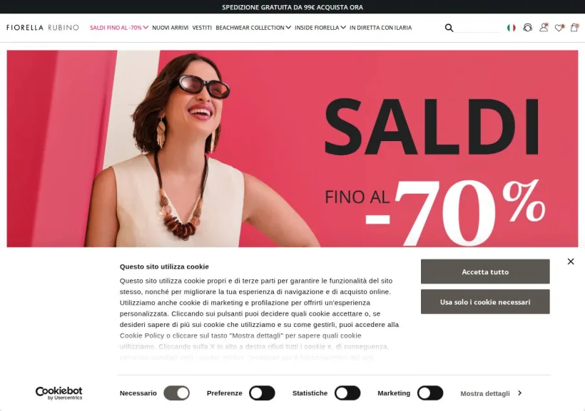 Schermata della pagina offerta di Fiorella Rubino