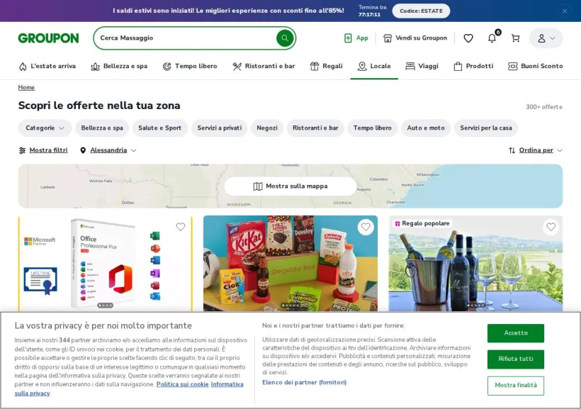 Schermata della pagina offerta di Groupon