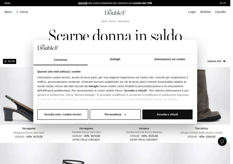 Schermata della pagina offerta di The Double F
