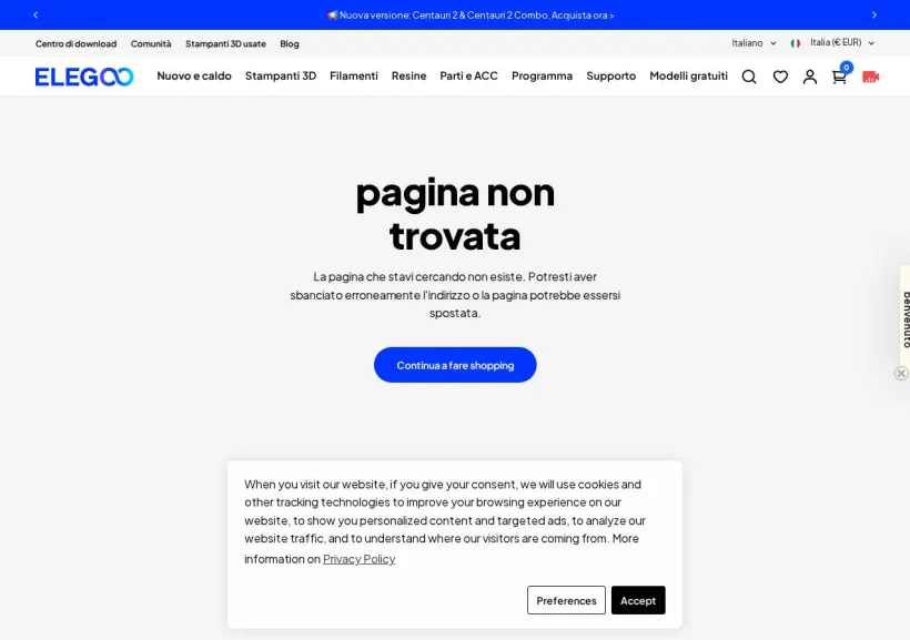 Schermata della pagina offerta di ELEGOO