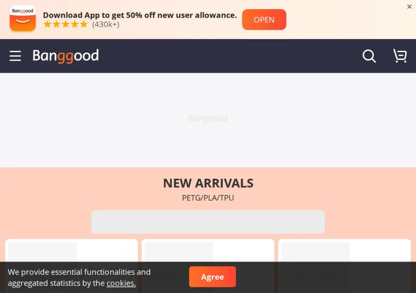 Schermata della pagina offerta di Banggood