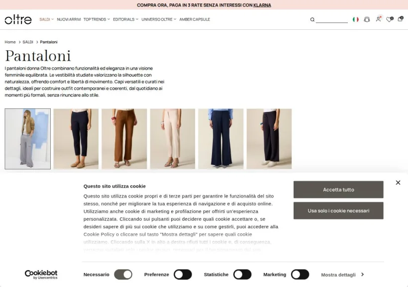 Schermata della pagina offerta di Oltre