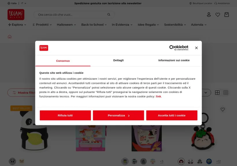 Schermata della pagina offerta di LEGAMI