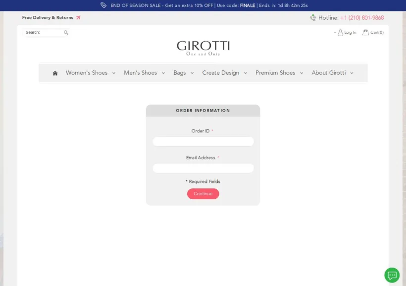 Schermata della pagina offerta di GIROTTI
