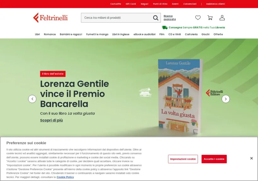 Schermata della pagina offerta di La Feltrinelli
