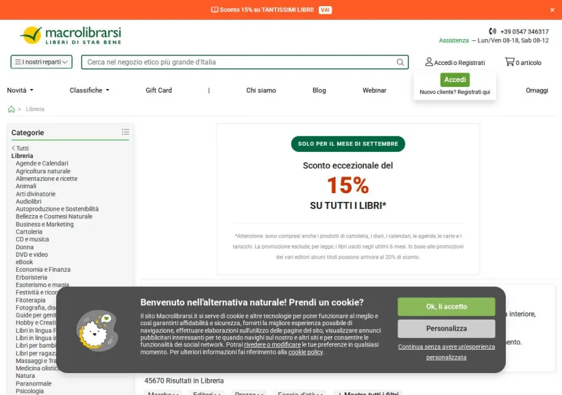 Schermata della pagina offerta di Macrolibrarsi