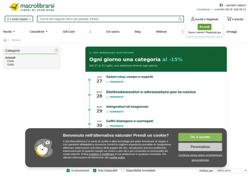 Schermata della pagina offerta di Macrolibrarsi