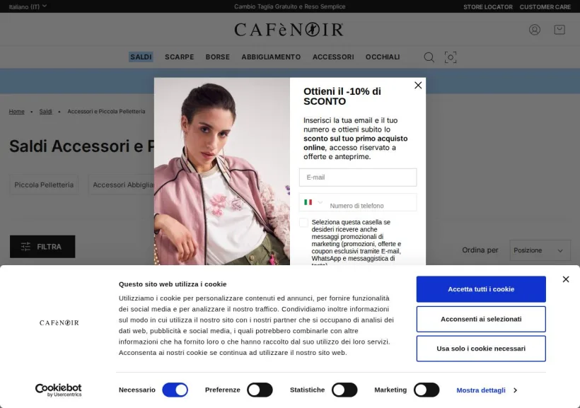 Schermata della pagina offerta di CafèNoir 