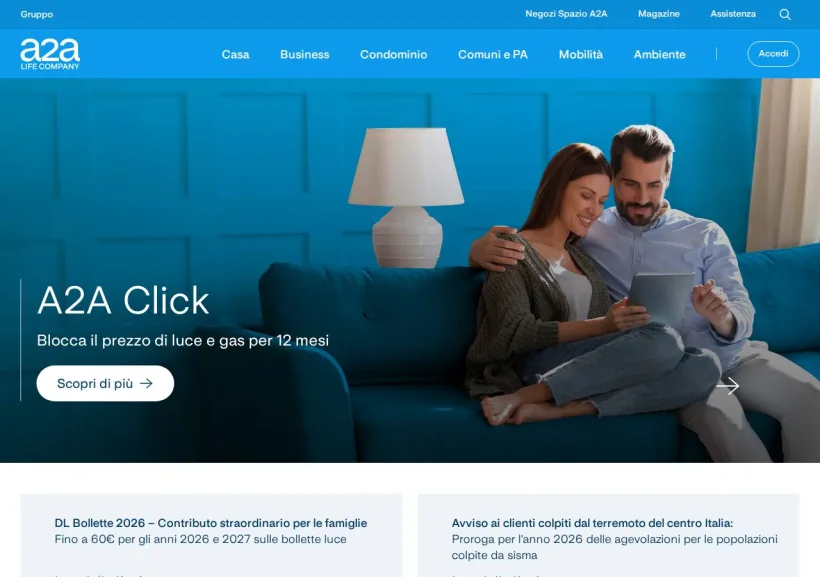 Schermata della pagina offerta di A2A Energia