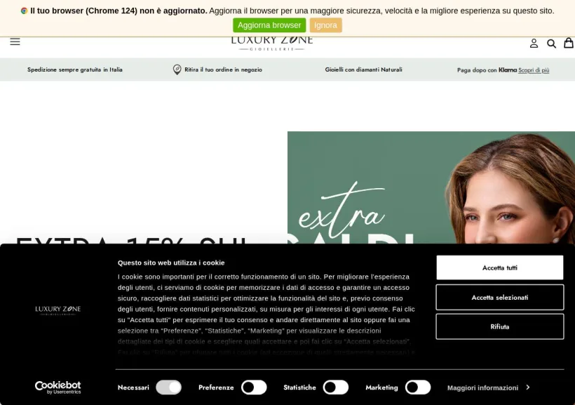 Schermata della pagina offerta di Luxury Zone