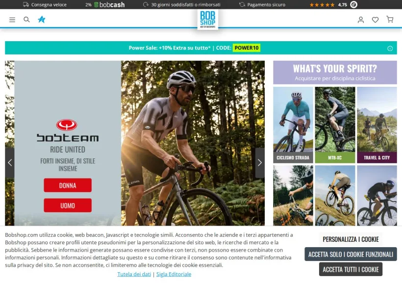 Schermata della pagina offerta di Bobshop