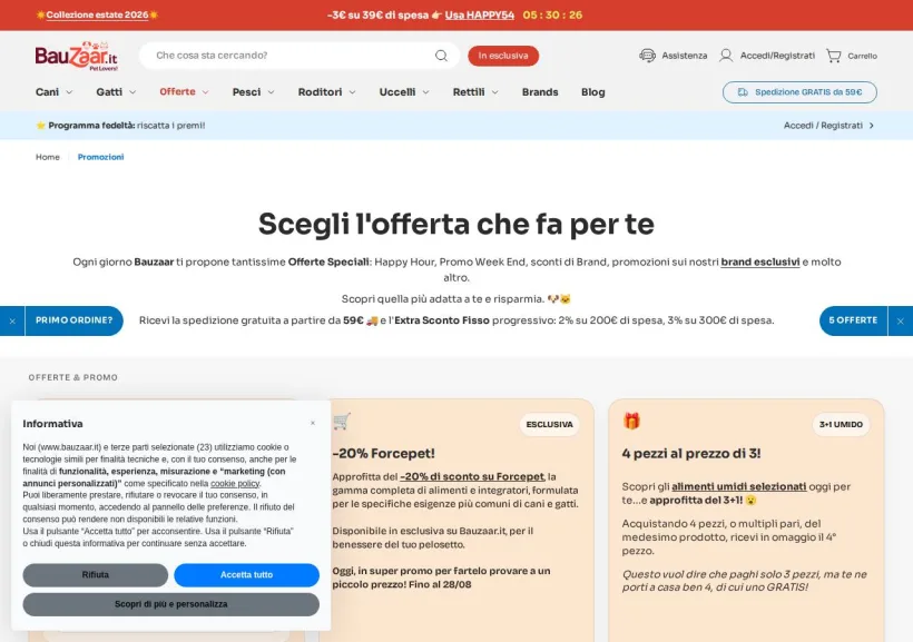 Schermata della pagina offerta di Bauzaar