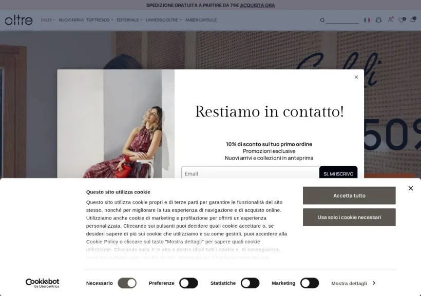 Schermata della pagina offerta di Oltre