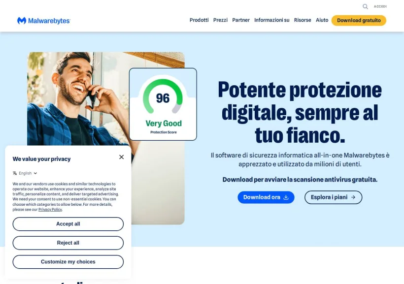 Schermata della pagina offerta di Malwarebytes