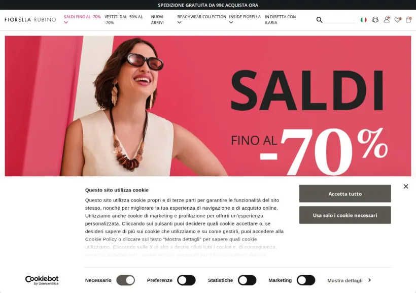 Schermata della pagina offerta di Fiorella Rubino