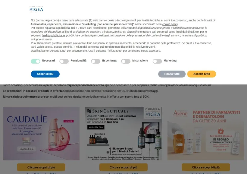 Schermata della pagina offerta di Farmacia Igea