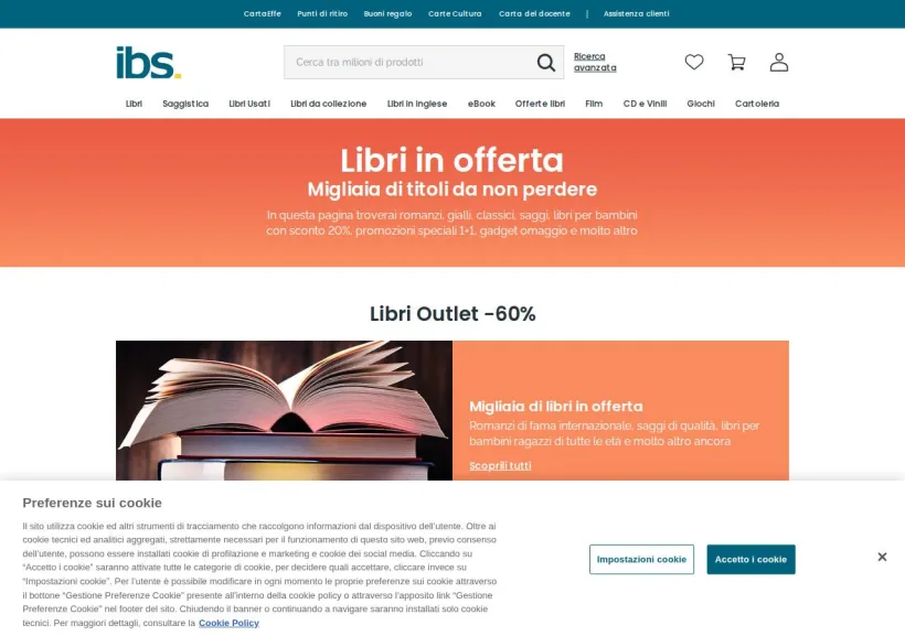 Schermata della pagina offerta di IBS