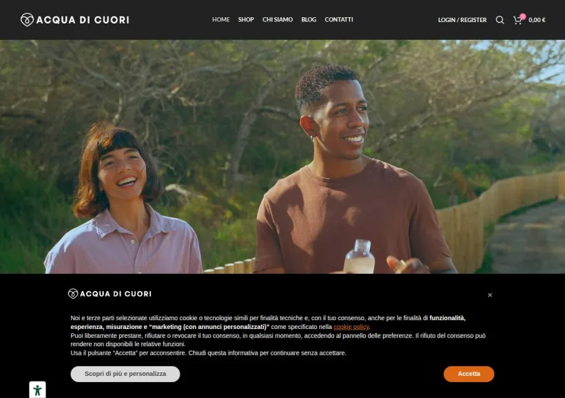 Schermata della pagina offerta di Acqua di Cuori