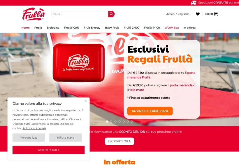 Schermata della pagina offerta di Frullà