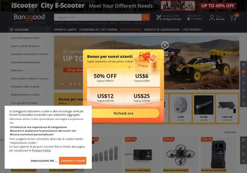 Schermata della pagina offerta di Banggood