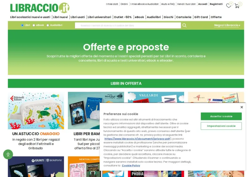 Schermata della pagina offerta di Libraccio