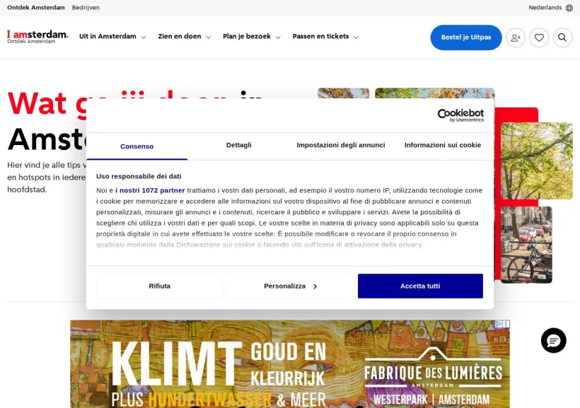 Schermata della pagina offerta di Iamsterdam