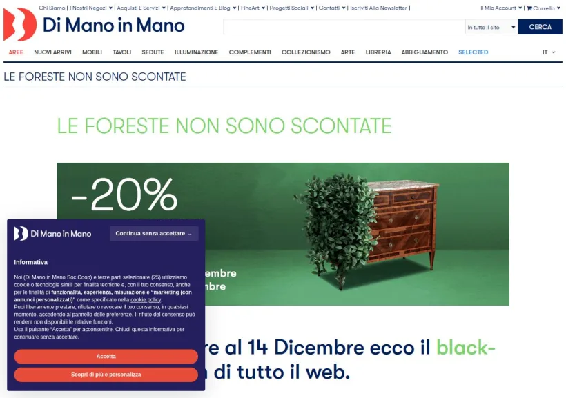 Schermata della pagina offerta di Di Mano in Mano