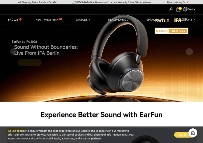 Schermata della pagina offerta di Earfun, Inc