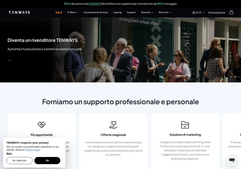 Schermata della pagina offerta di Tenways