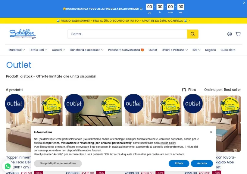 Schermata della pagina offerta di Baldiflex